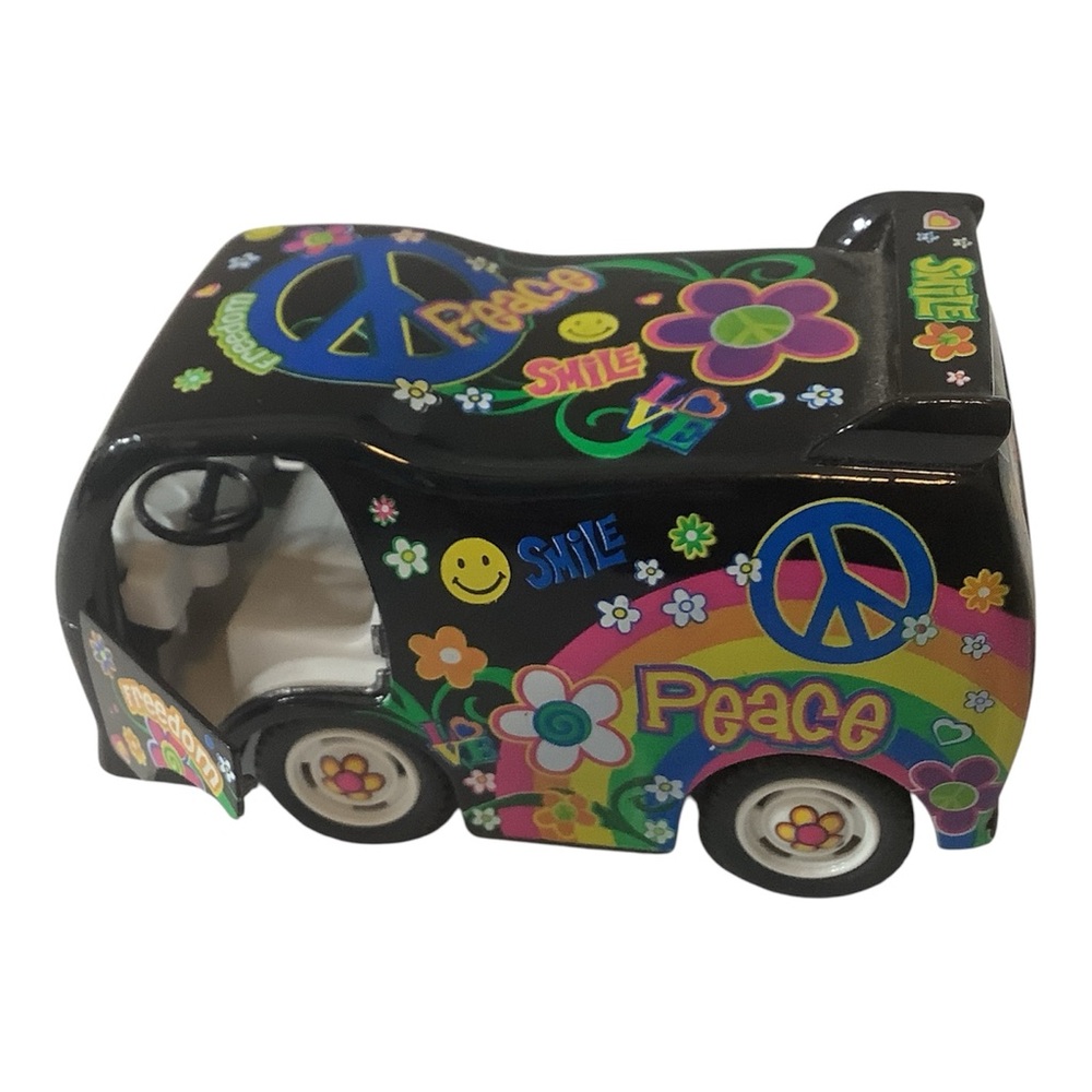 Peace Model Van Smiley Toy Rare Black Die Cast Van Pullback Friction Kintoy 2019